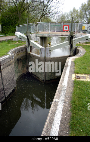 In barca sul fiume bloccare sul fiume Ouse bedford per via navigabile Foto Stock