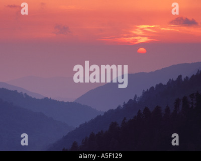 Tramonto da Morton si affacciano sul Smokies USA Foto Stock