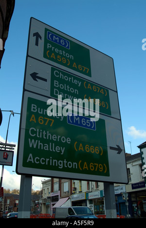 Il traffico su strada segno per le informazioni per gli automobilisti, Blackburn, LANCASHIRE REGNO UNITO Foto Stock