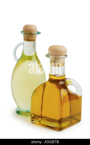 Bottiglie di mais e gli oli di oliva Foto Stock