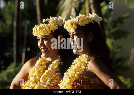 Ritratto di due donne aborigene, STATI UNITI D'AMERICA, Hawaii, Oahu Foto Stock