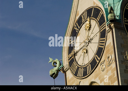 Zurigo, Svizzera. Il campanile della chiesa di Fraumuenster. Foto Stock