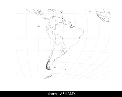 Sud America mappa del globo paese di confine Grafico di contorno Foto Stock