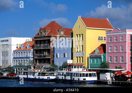 Curacao Willemstad harbour scenic Punda lato simbolo nazionale immagine iconica Foto Stock