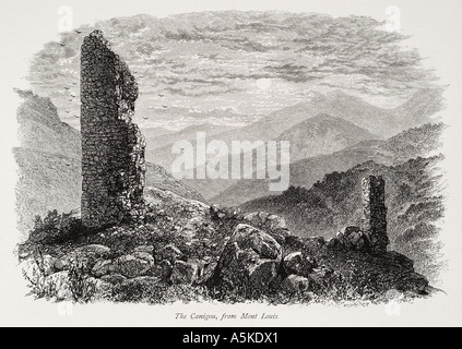 Cacigou da Mont Louis torre rovina abbandonati in pietra forte di macerie mountain national park Midi Pyrénées Pirenei Francia distan francese Foto Stock