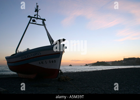 Tramonto in costa vicino a Almuñecar, Granada Foto Stock