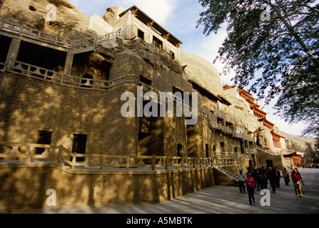 Grotte di Mogao tempio nella grotta complesso sulla Via della Seta Dunhuang, Cina Foto Stock