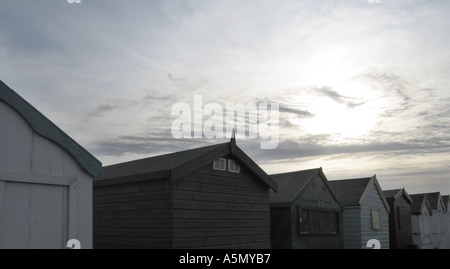 Spiaggia di capanne in Southend on sea essex Foto Stock