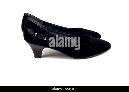 Womens in camoscio nero scarpe di corte. Foto Stock