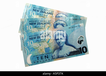 Un gruppo di nuova zelanda 10 dollar note. Foto Stock