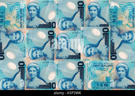 Un collage di kate sheppard sulla nuova zelanda 10 dollar note. Foto Stock