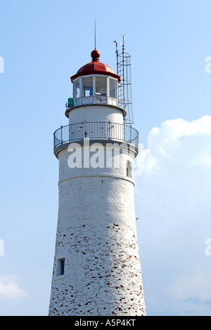 Chiusura del dipinto di bianco di Old Port Huron faro in Michigan Foto Stock