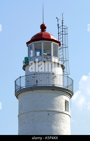 Chiusura del dipinto di bianco di Old Port Huron faro in Michigan Foto Stock