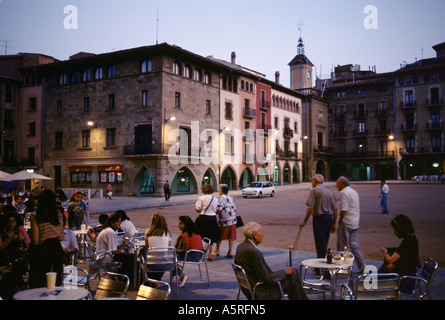 La piazza centrale nella città di Vic, Catalunya, Spagna(COSTA BRAVA) Foto Stock