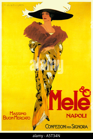 Mele 1913 poster Dudovitch per la casa di moda italiana in Napoli con un classico stile tardo liberty Foto Stock