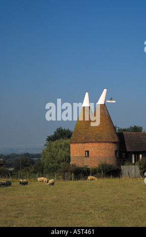 Oast Case e Kentish campagna a tre camini Nr Biddenden Kent England Foto Stock