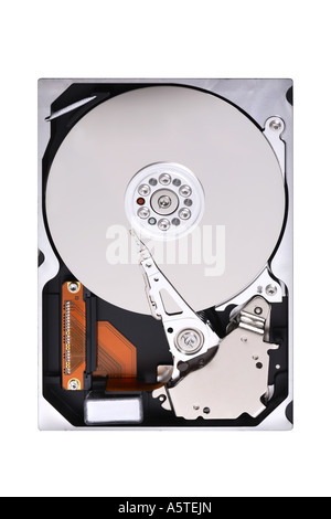 Unità disco rigido del computer ritagliata su sfondo bianco Foto Stock