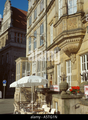 Antiche case patrizie sulla Marktplatz (piazza del mercato), la città di Brema, Brema, Germania. Foto Stock