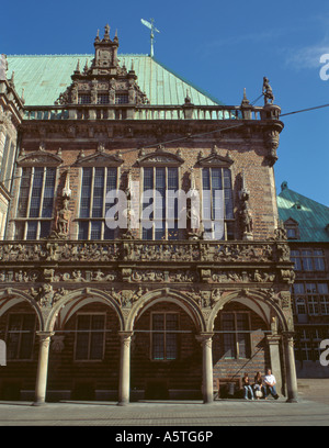 Dettaglio di Rathaus (Municipio), Marktplatz (Piazza del mercato), Città di Brema, Brema, Germania. Foto Stock