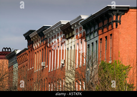 Fila di case Bolton Street Baltimore, Maryland Foto Stock