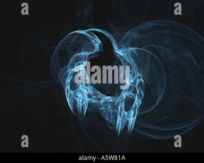 Fiamma - frattale blu abstract fractal su sfondo nero Foto Stock