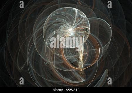 Fiamma - frattale giallo pallido abstract fractal contro uno sfondo nero Foto Stock
