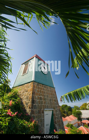 Lo svedese di clock tower Gustavia St. Barths Foto Stock