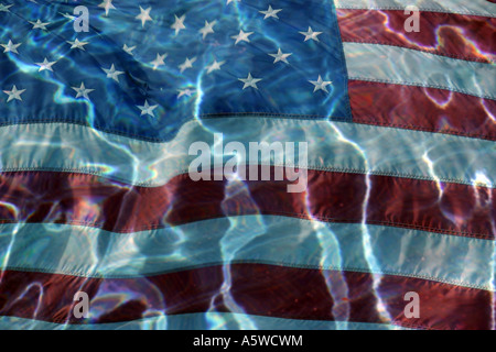 Bandiera americana Abstract con onde di acqua Foto Stock