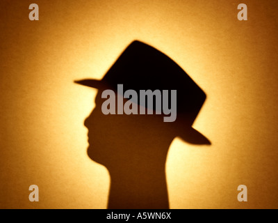 Black Fedora Hat silhouette Foto Stock