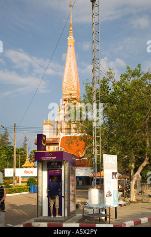 ATM Wat Chalong turistico a BANCA COMMERCIALE DEL SIAM ATM della Thailandia Foto Stock