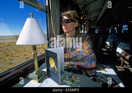 Sulla compagnia PERURAIL: il comfort di una prima classe treno (Perù). Le confort d'onu train de la Compagnie PERURAIL en classe InKa Foto Stock