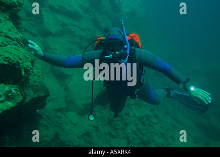 Freswater scuba diving (Francia). Plongée sous-marine en Eau Douce (Francia). Foto Stock