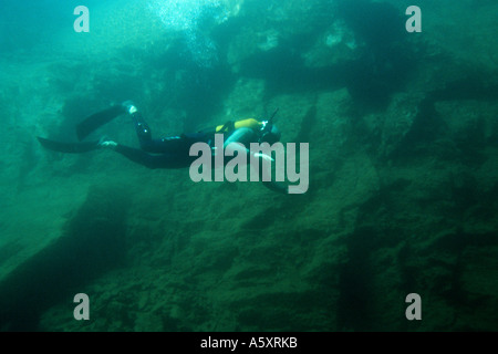 Acqua dolce scuba diving (Francia). Plongée sous-marine en Eau Douce (Francia). Foto Stock