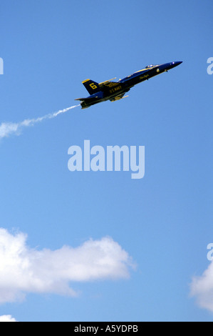Un angelo blu f-18 getto supersonico. Foto Stock