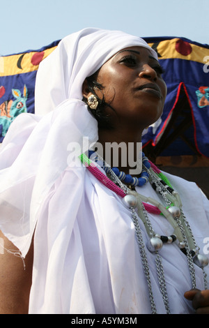 Royalty Benin, Capo delle celebrazioni di famiglia , Abomey , Benin , Africa occidentale Foto Stock