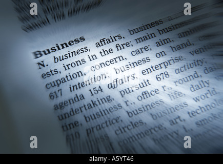 Il thesaurus di pagina che mostra la definizione della parola BUSINESS Foto Stock