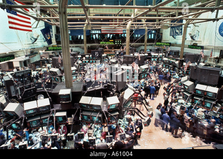 New York, NY, USA, New York Stock Exchange interni piano panoramico con vista aerea "Stock Traders" dall'alto, New york anni '1980 Foto Stock