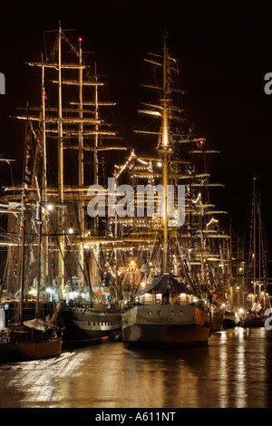 Tall Ships di notte, Newcastle upon Tyne Foto Stock