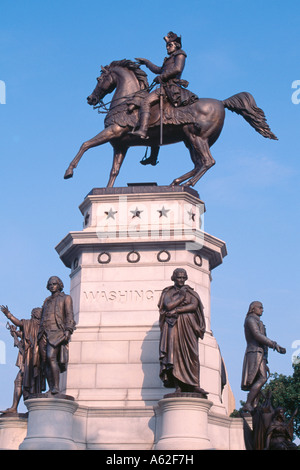 Richmond, Statua di George Washington, Reiterstandbild Foto Stock