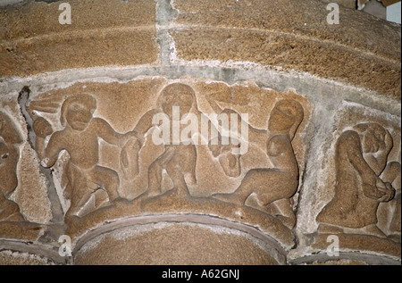 Guerande (Loire-Atlantique), St-Aubin collegiale, Pfeilerkapitell Foto Stock