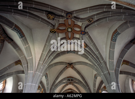 Püttlingen, Ortsteil Kölln, San Martino, Evangelische Chiesa Martinskirche, Gewölbe der Hallenkirche von Osten Foto Stock