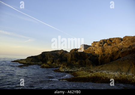 Marsiglia Estate Sunrise su Moyades isolotto vicino Riou Isola Foto Stock