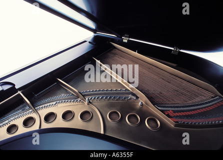 Pianoforte, aprire, all'interno, interior tavola armonica Foto Stock