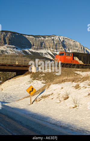 CN treno merci in montagna Foto Stock