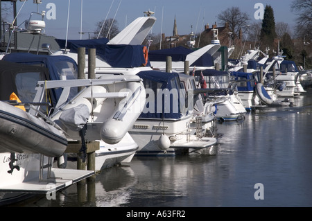 Holiday barche ormeggiate a Newark Marina NottinghamShire Inghilterra Foto Stock