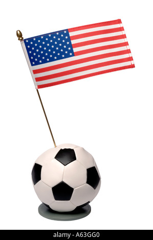 Il calcio e la usa bandiera nazionale trofeo Foto Stock