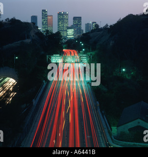 Los Angeles California Freeway di notte Foto Stock