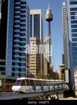 Sydney NSW Australia Sydney s monorotaia sopraelevata a Darling Harbour Foto Stock