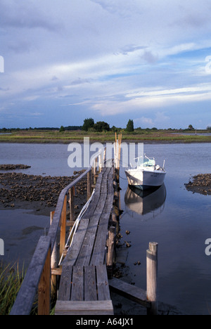 Florida fl Cedar Key barca da pesca molo vecchio Foto Stock