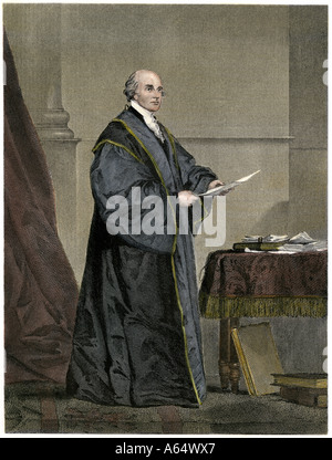 John Jay prima giustizia principale della Corte suprema degli Stati Uniti. Colorate a mano incisione in acciaio Foto Stock